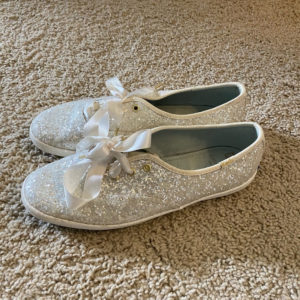 Keds/ Kate Spade White Glitter Sneakers- Size 7